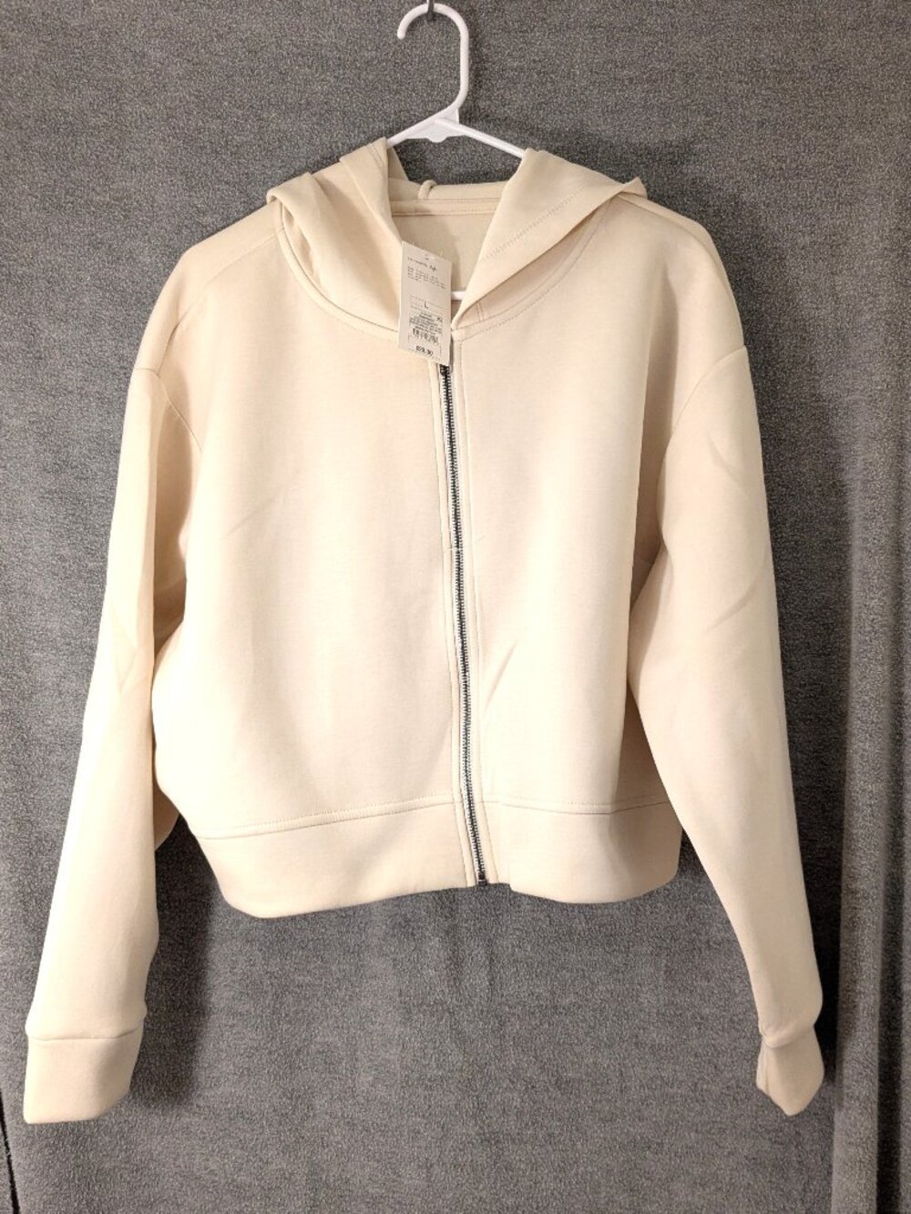 New! Size Large Hoodie Cream Cropped 48" Chest